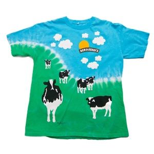Ben & Jerry's T-Shirt Euphoria Cow All Over Print Size XL Tie Dye Tee